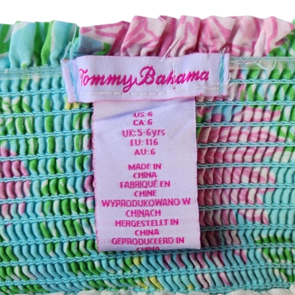 Tommy Bahama Girls Tropical - Hawaiian Linen Dress Pink-Green Sleeveless Size 6 - Picture 2 of 12